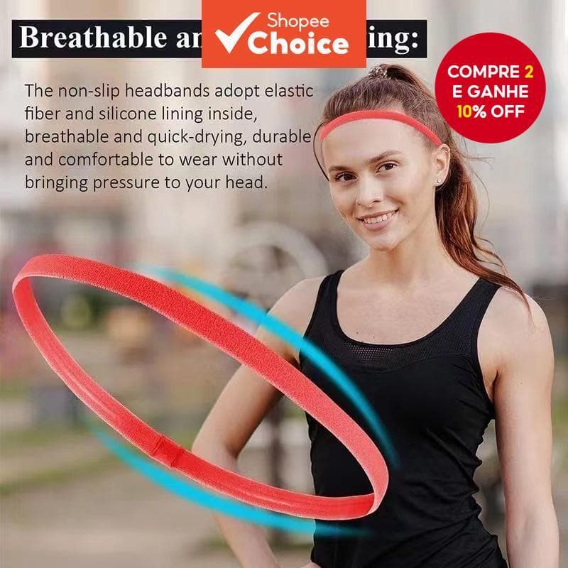 Faixa De Cabelo Elástica Antiderrapante 10MM Popular Yoga Sports Headband Running Fitness