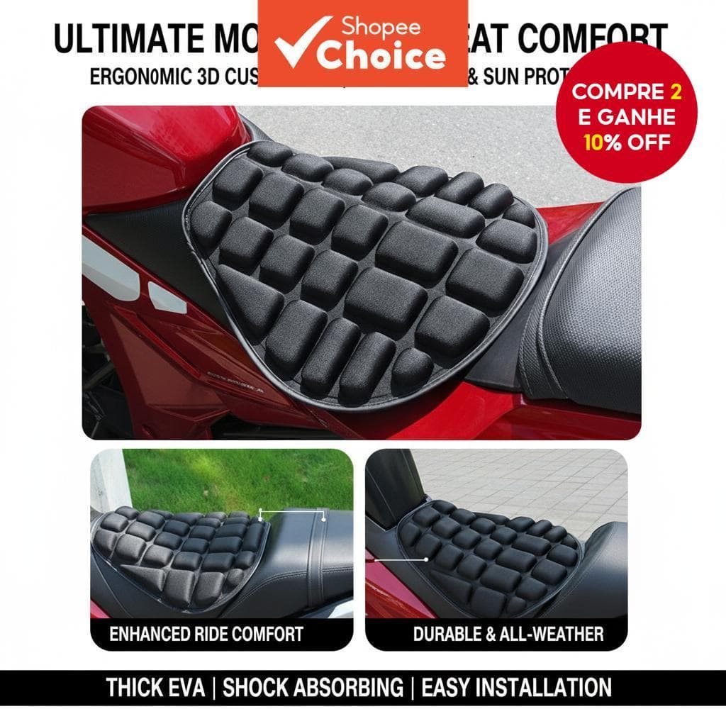 Almofada De Assento De EVA Grossa Para Proteção Solar À Prova D'água De Motocicleta