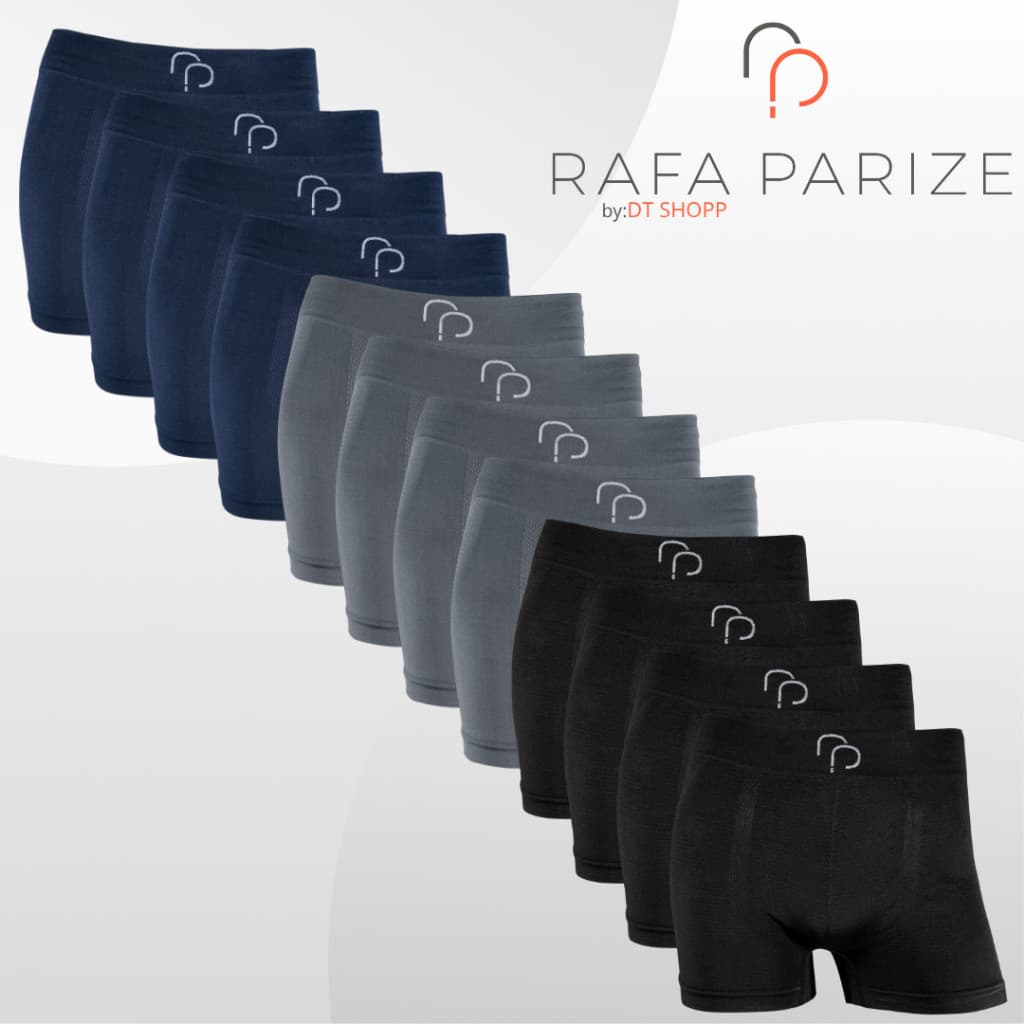 Kit 12 Cuecas Boxer Sem Costura em Microfibra Rafa Parize - Adulto