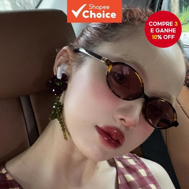 Óculos De Sol Ovais Retrô Coreanos Da Moda Para Mulheres E Homens Vintage Armação Pequena Proteção UV400 Tons