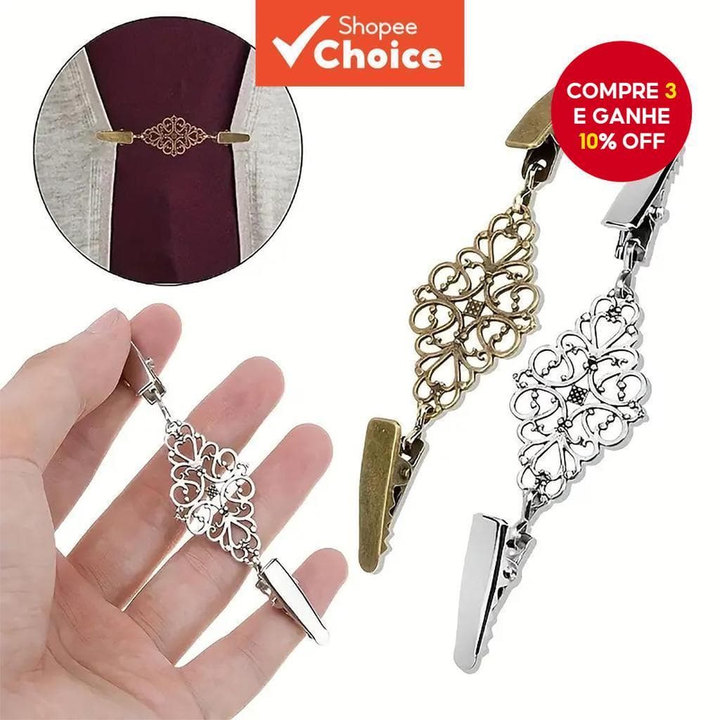 Conjunto de 2 Peças Clip de Cintura Estreito Feminino com Clip de Colarinho de Seda