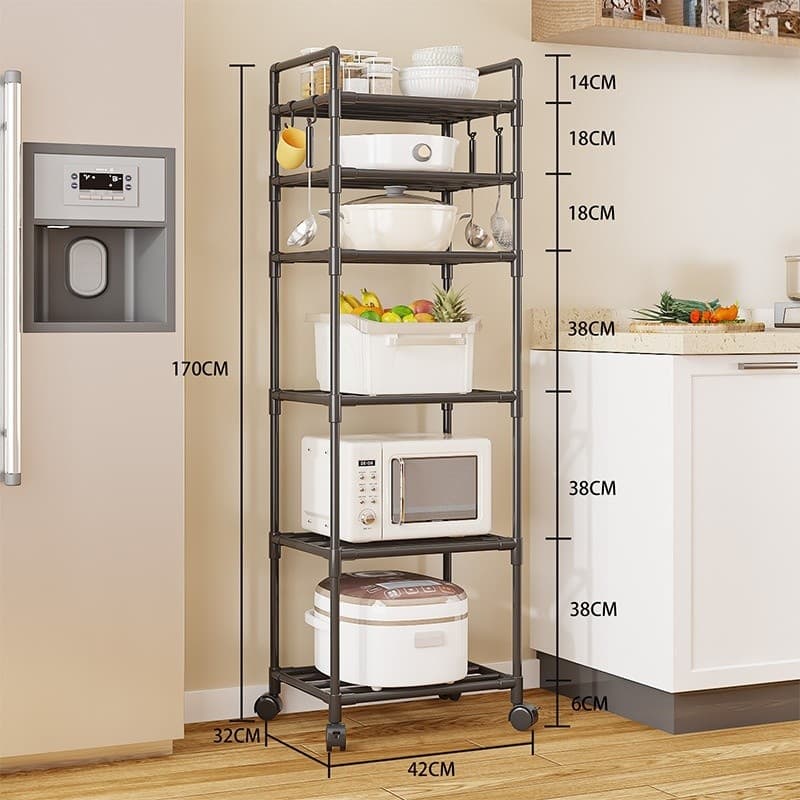 Prateleiras Multiuso Estante Organizador Armazenamento Para Cozinha E Banheiro 6 Camadas Com Rodinhas Resiste