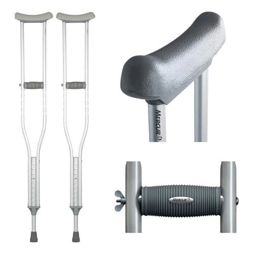 Muleta Axilar Par De Alumínio Até 130kg Mercur + Firme Leve M