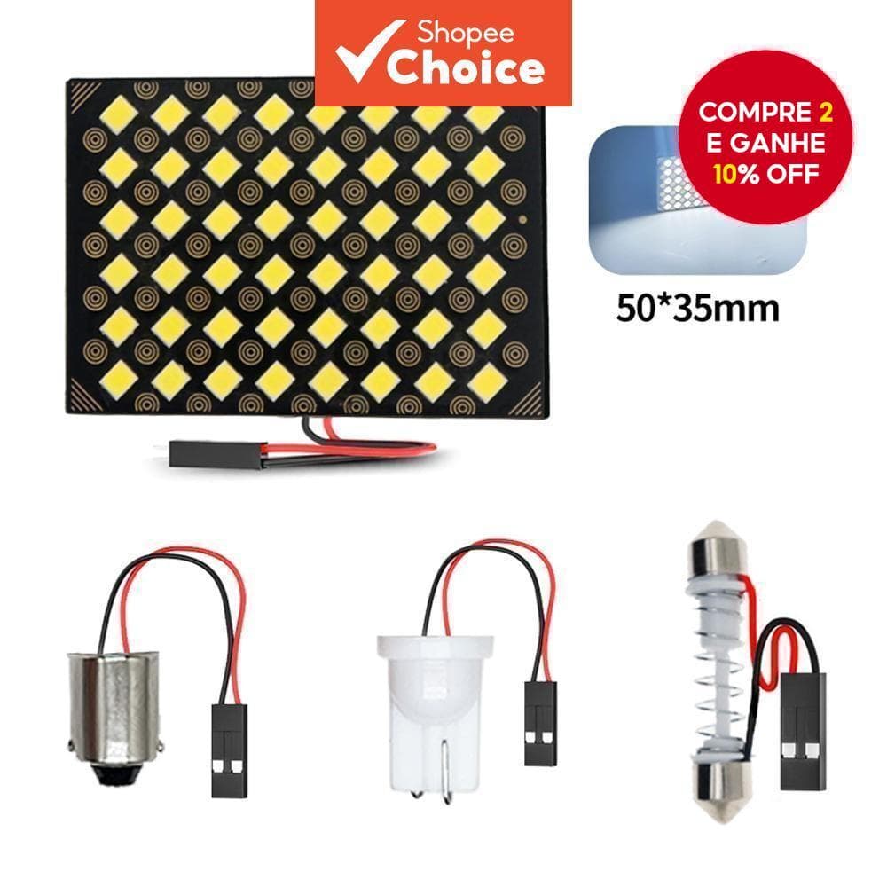Lâmpada Led Painel 48smd Para Carro, Luz De Teto Interior, Bulbo De Leitura T10 W5w Com 3 adaptadores