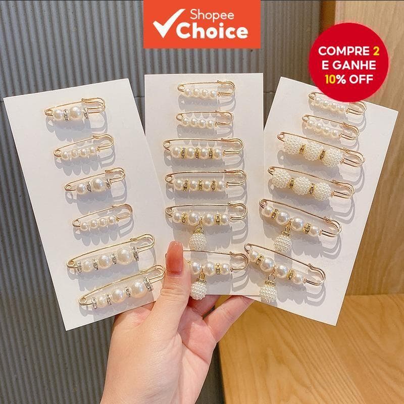 Moda Coreana 18 Peças Broches Femininos Elegantes Conjunto De Alfinetes De Vestido Antiderrapantes