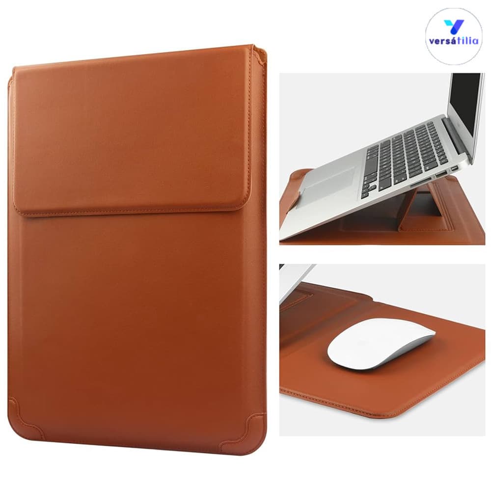 Bolsa Protetora para Macbook Pro/Air 13,3" 15" 16,2" com Capa em Couro PU Macio