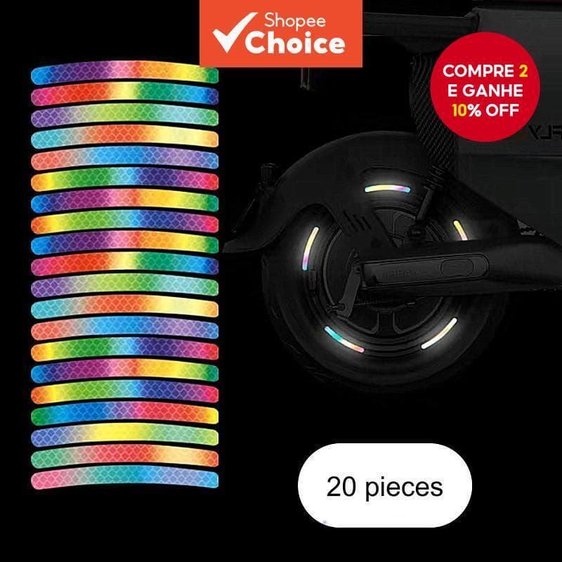 20 Pçs Cubo Da Roda Do Carro Forte Adesivo Reflexivo Aro Pneu Decorativo Motocicleta Veículo Elétrico Bicicleta Arco-Íri