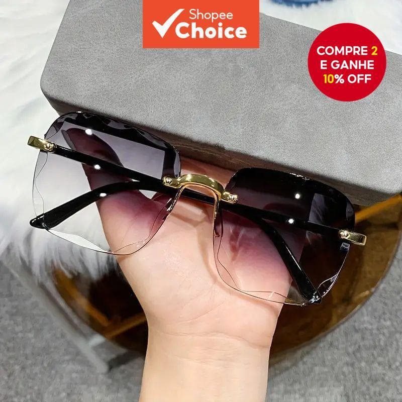 Óculos De Sol Quadrados Sem Moldura Com Borda Cortada Na Moda E Elegante Para Mulheres Estilo De Rua