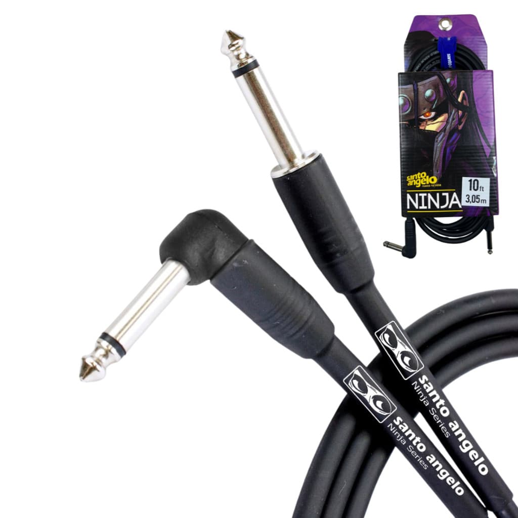 Cabo Instrumento musical Santo Angelo Ninja P10 P10L 10ft 3,05m Violão Guitarra Contra baixo Teclado Blindado