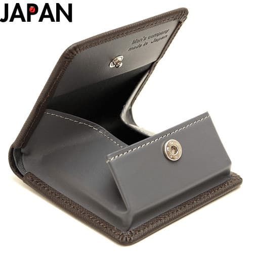 [Men's company] Estojo de moedas masculino, tipo caixa, textura quadrada, feito no Japão