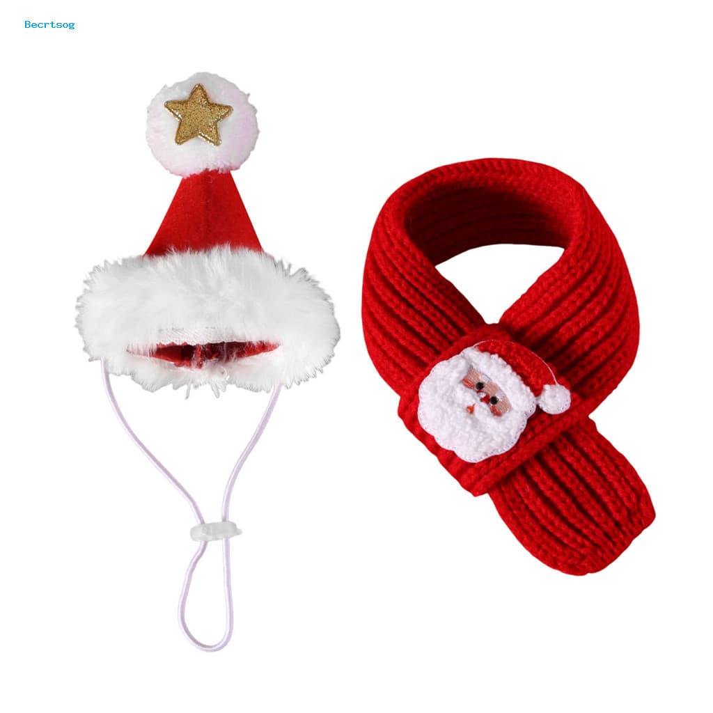 Conjunto De Chapéu E Cachecol De Natal Para Animais De Estimação , Boneco De Neve , Adorável Pequenos , Fantasia Perfeit