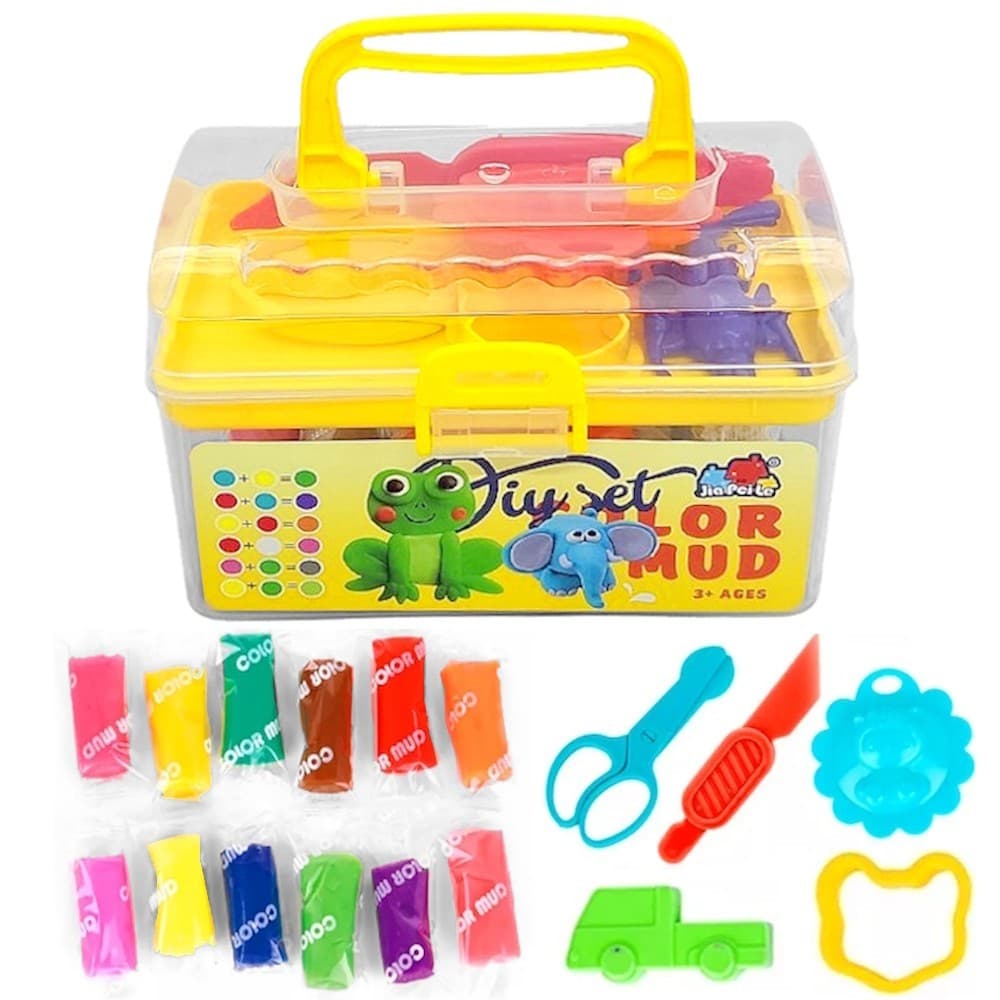 Massinha de Modelar Infantil Maleta 12 Massas 6 Acessórios