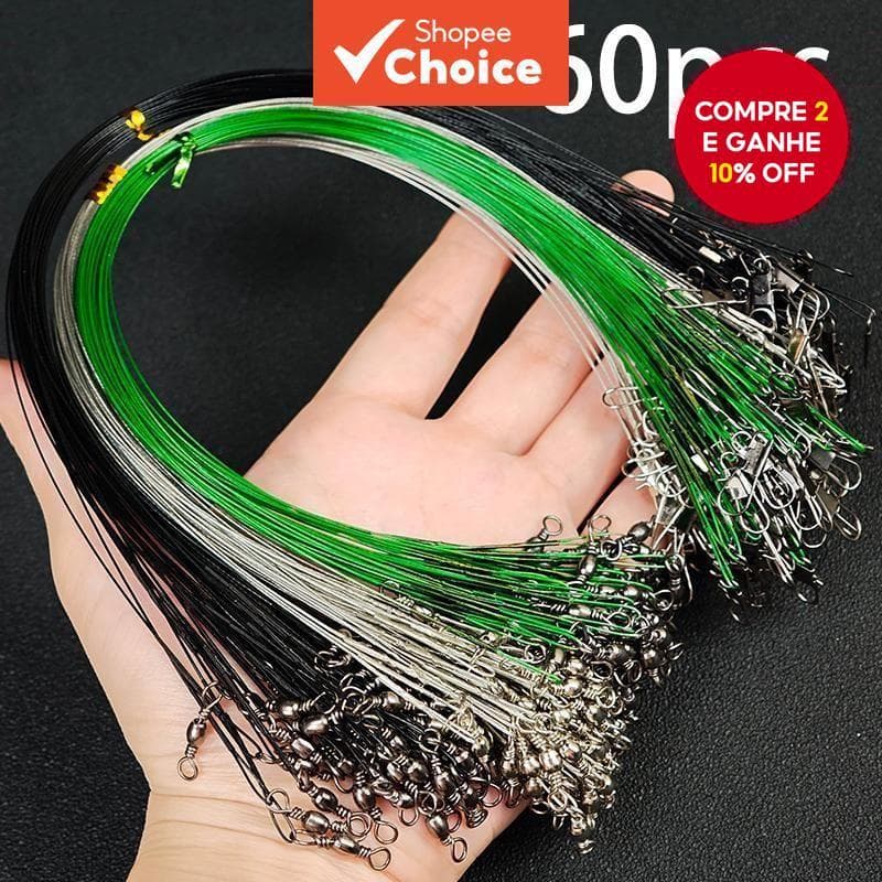 60 Líderes De Pesca De Aço Dos Pces-15/25/30cm Fio Anti-Mordida Com Giros , Trela À Prova De Dentes Inoxidável Para Pike