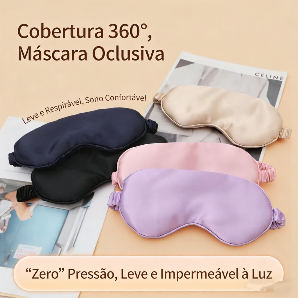 Máscara de Dormir Tapa Olho Cetim Seda Dupla Face Opaca Respirável Macia Confortável Ideal Para Viagem Unisex