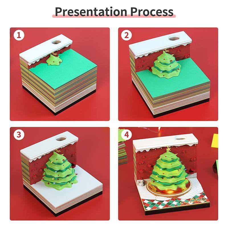 Calendário De Peça De Tempo De Decoração 2026 Mesa Com Luz LED Destacável 3D Escultura Em Papel Bloco De Arte Notas Pres