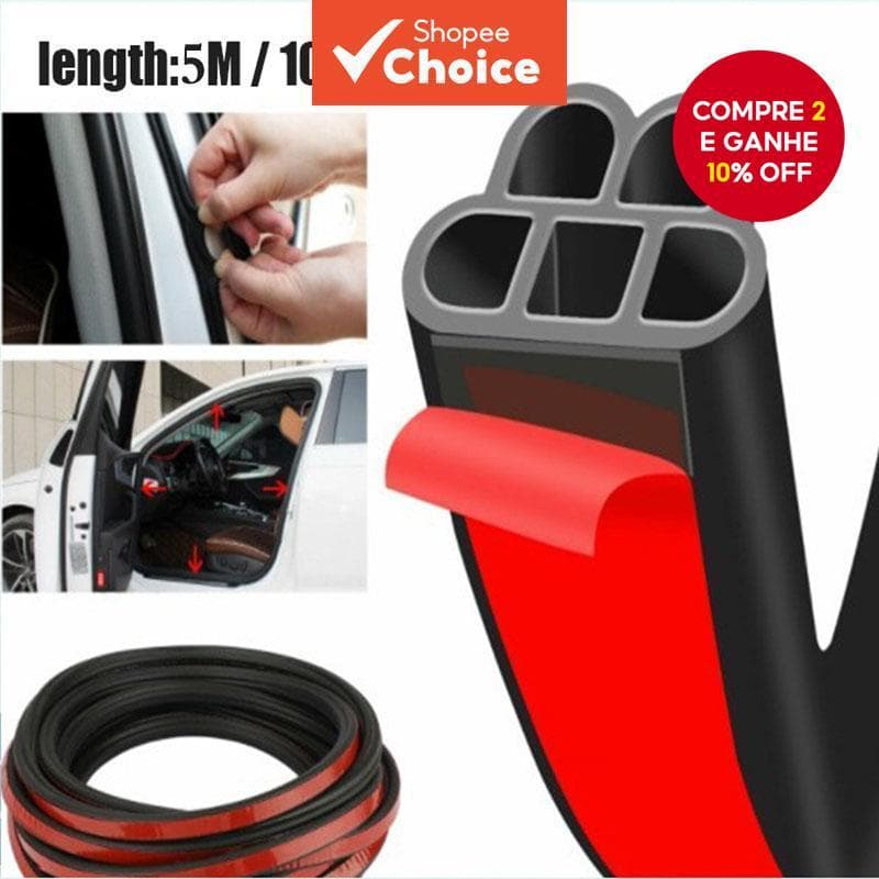 5 10M L Forma Tira De Vedação Do Carro Espuma À Prova De Som Engrossado Anti Ruído Borracha Porta Janela Borda Guarda