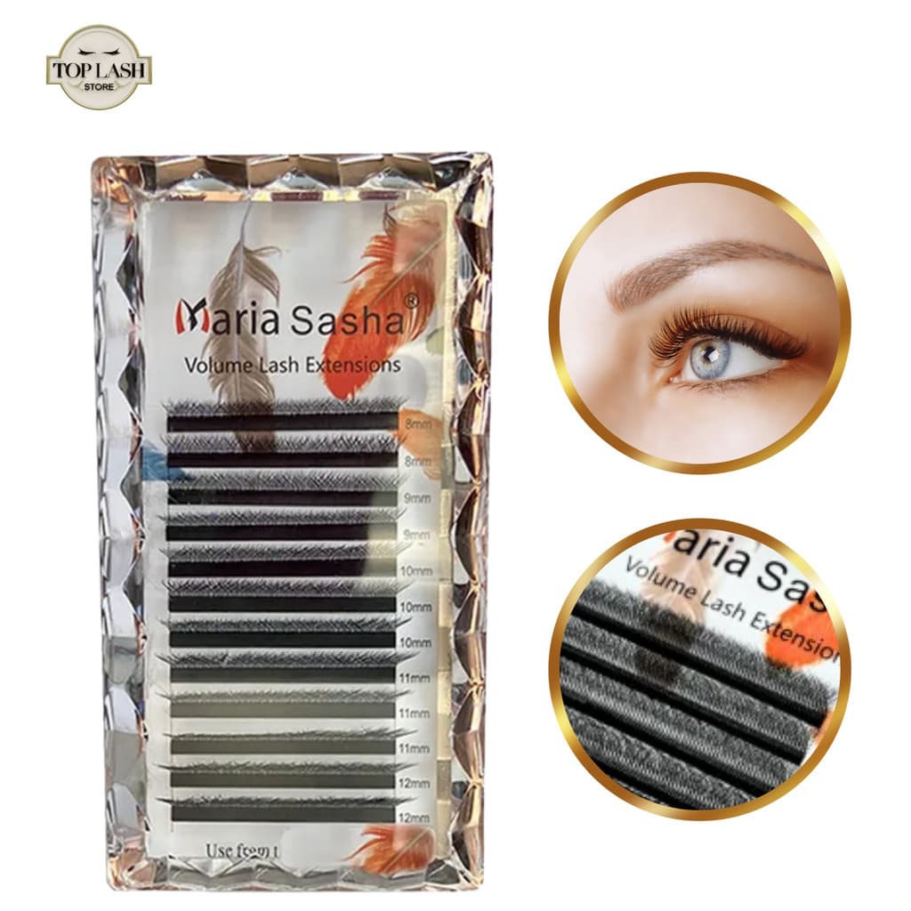 Cílios Maria Sasha 3D 4D 5D 6D 7D Volume 0.07mm | Curvaturas D M | Mix Extensão de cílios
