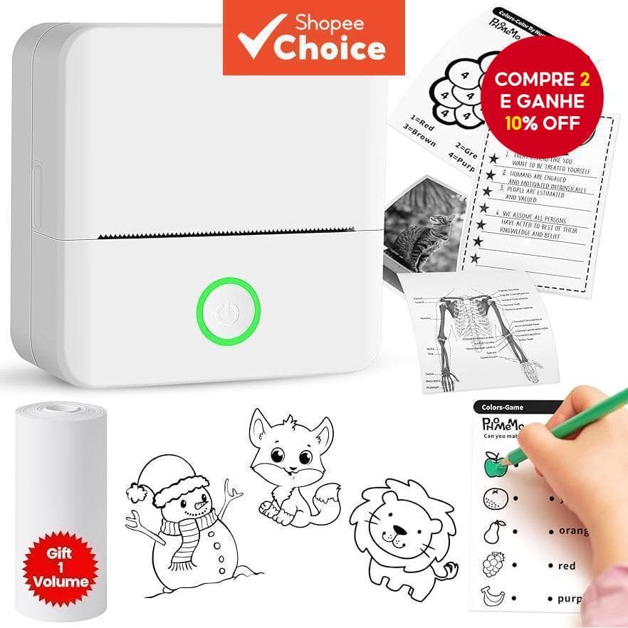 ✨ Estoque Pronto Mini Impressora Térmica Portátil Mo bile Fotográfica Telefone Doméstico De Imagens Adesivo