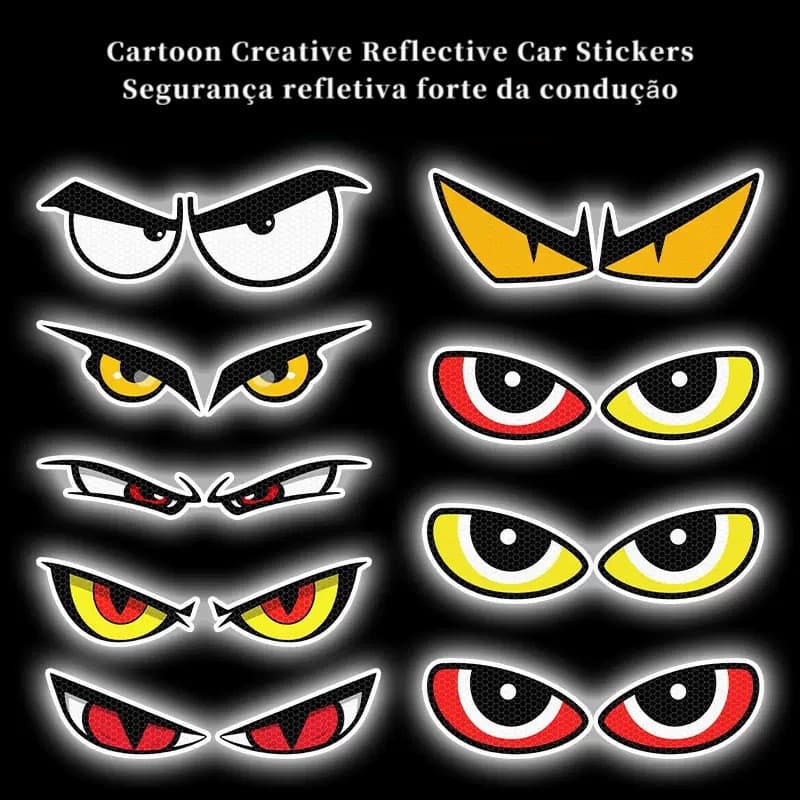 Adesivos refletivos de decoração para capacete de motocicleta e scooter elétrico com olhos de águia furiosa e olhos de d