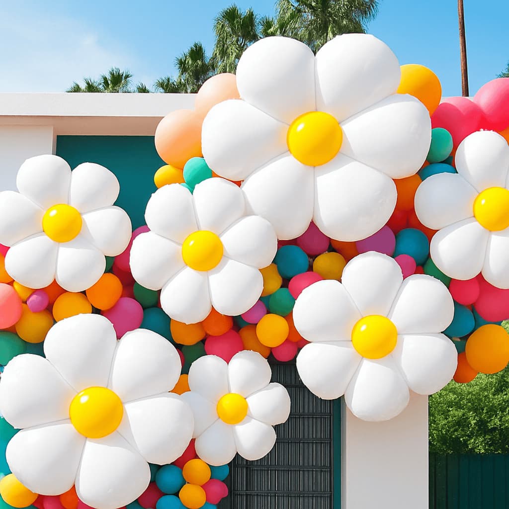 Kit Balão Flor Margarida Branca 45cm – Jardim Encantado, Festa e Painel kit2,4,10 e 20 unidades