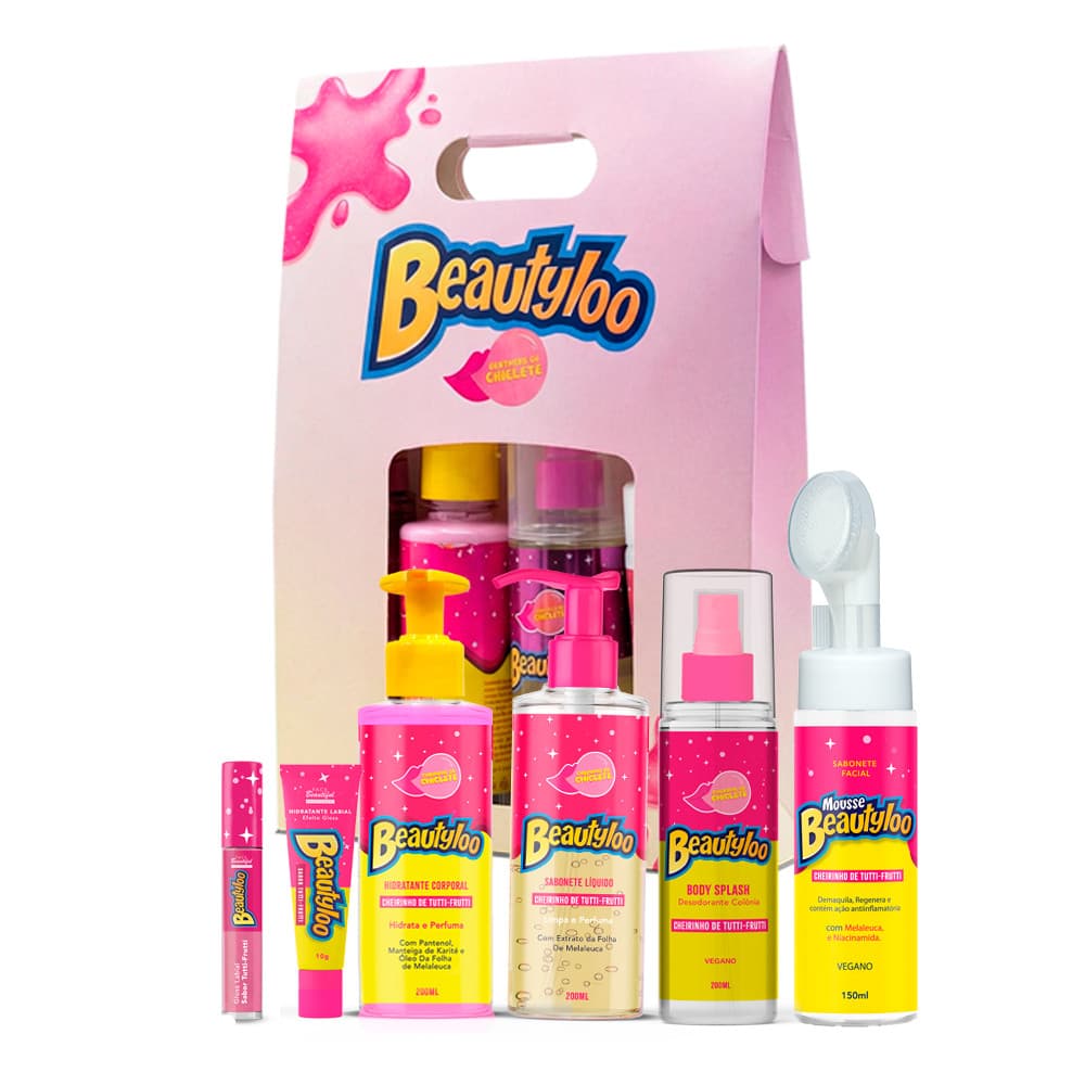 Kit Combo Skincare e Banho Para Presente Com Body Splash Beautyloo Face Beautiful