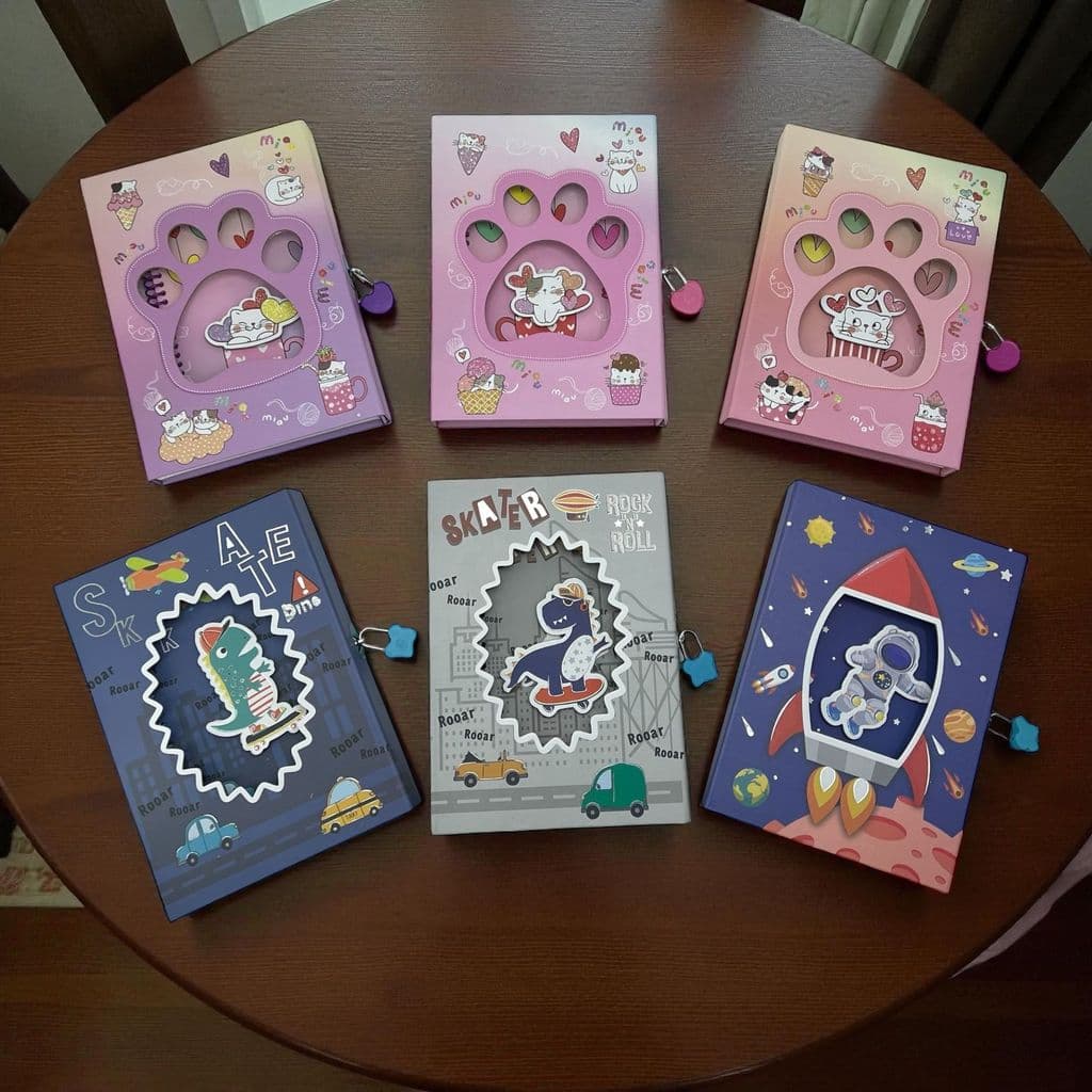 Diário c/ Cadeado Capa Sortida 21cm 60 Folhas - InterPonte / Caderno Infantil Anotações