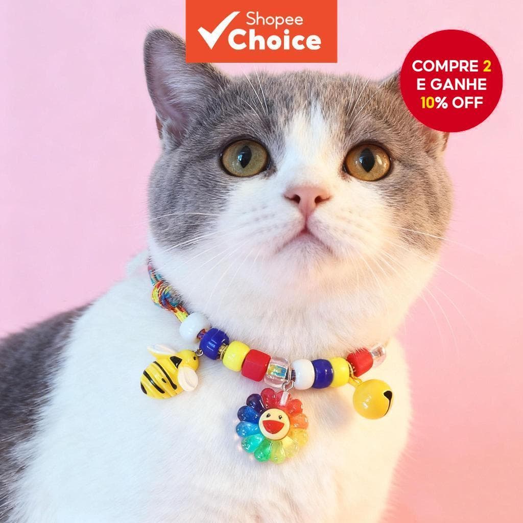 Coleira Ajustável De Malha Para Cães E Gatos Com Pingente De Sino Abelha – Colar De Nylon Trançado Macio Gatinhos Animai