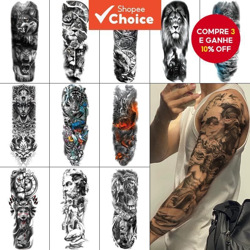 Tatuagem Temporária À Prova D'água Para Braço Inteiro-Falsa Adesiva Universal Diversão Na Praia , Perfeita Homens E Mulh