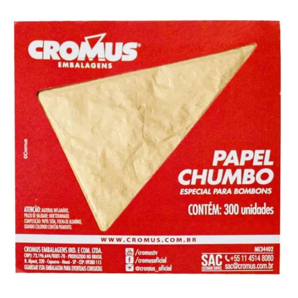 300 Papel Chumbo 10x9,8cm Champanhe Liso Cromus