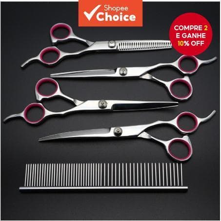 Kit De Tesouras Para Cuidados Com Animais De Estimação Curvas Cães Conjunto De 5 Peças