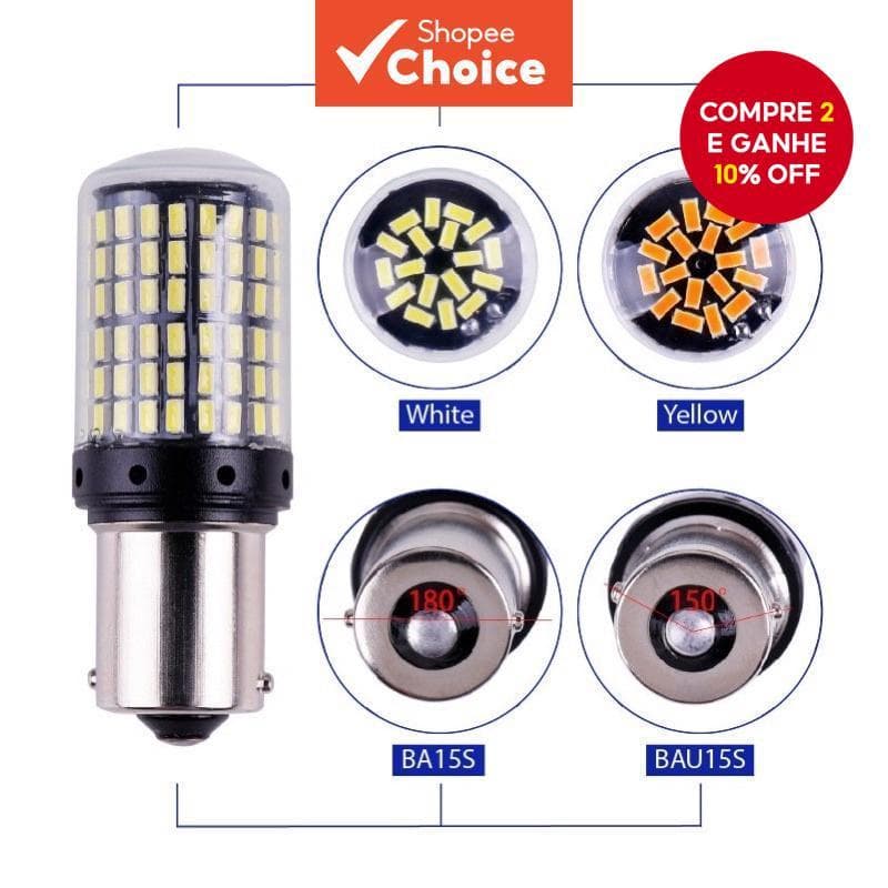 1PC Canbus 144LED 1156/P21W T20/7440/7443 1157/P21-5W Lâmpada de Luz de Reverso Sinal de Freio para Carro