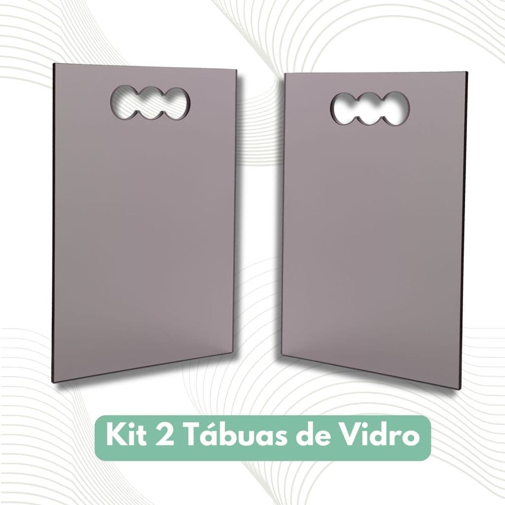 KIT 2 TÁBUAS DE VIDRO PARA CHURRASCO 40X25 8MM FUMÊ PLATINUM