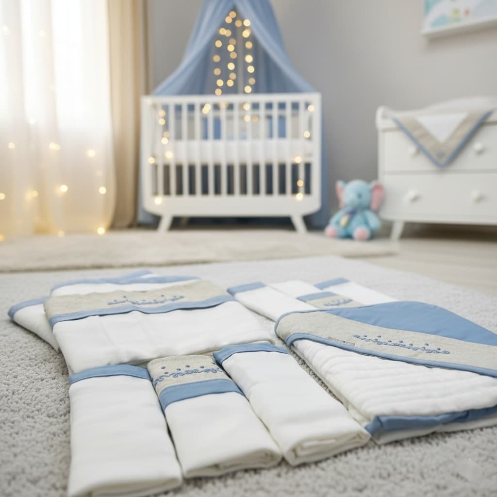 Kit 10 Peças Enxoval Completo Para Recém Nascido Feminino E Masculino 100% Algodão Linho Conforto Acabamento Premium