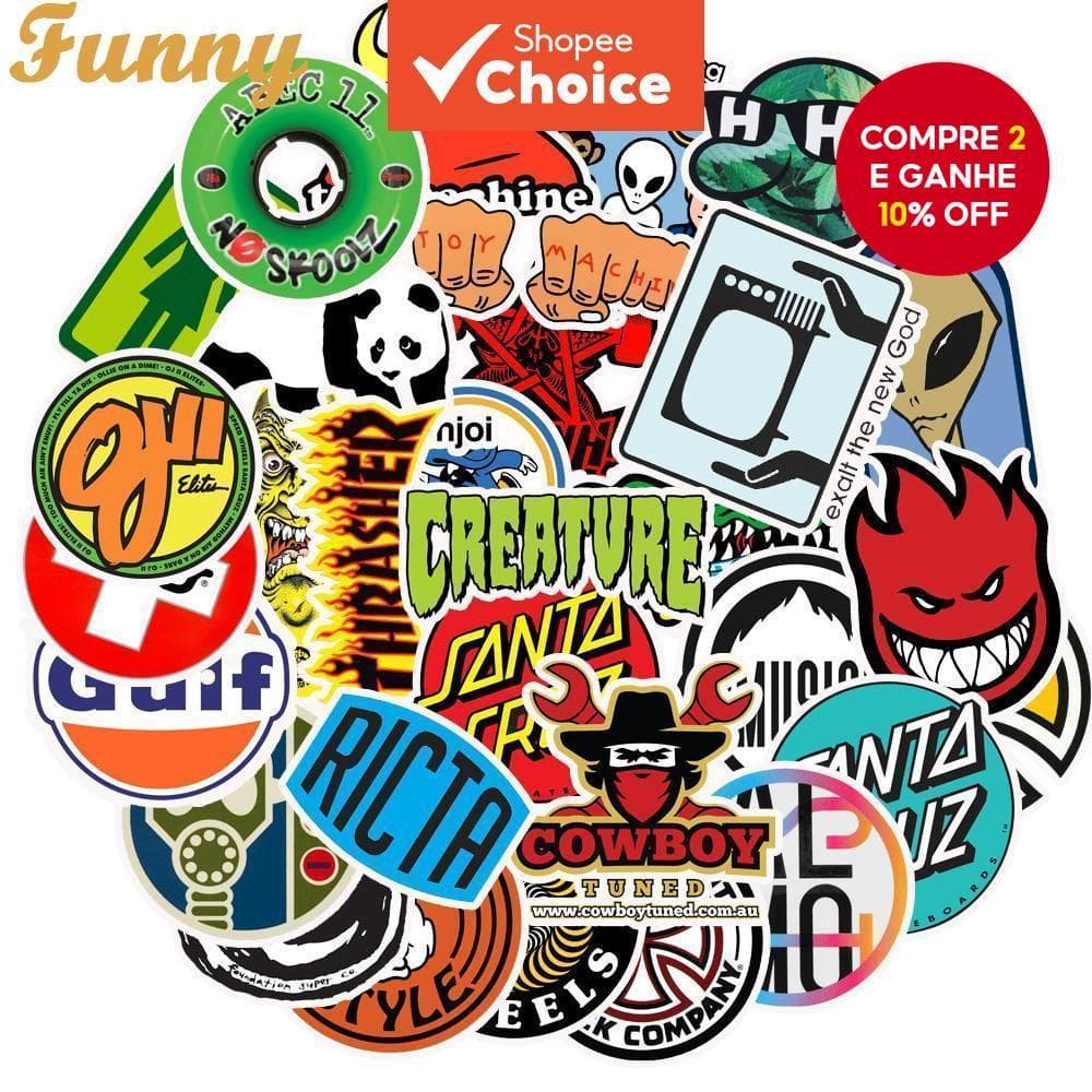 50 Peças De Adesivos De Marca De Skate-Decalques De Vinil À Prova D'água Para Laptop , Telefone E