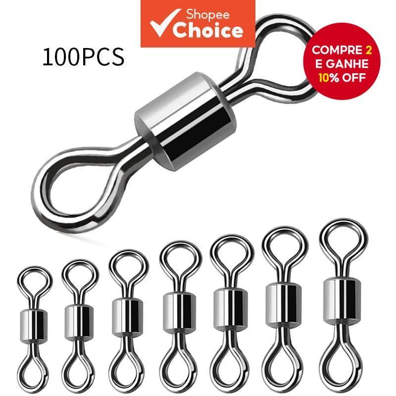 100 Pçs Balde De Pesca Rolamento Giratório Resistente À Corrosão Anel Sólido LB Isca Conector Para Água Doce E Salgada