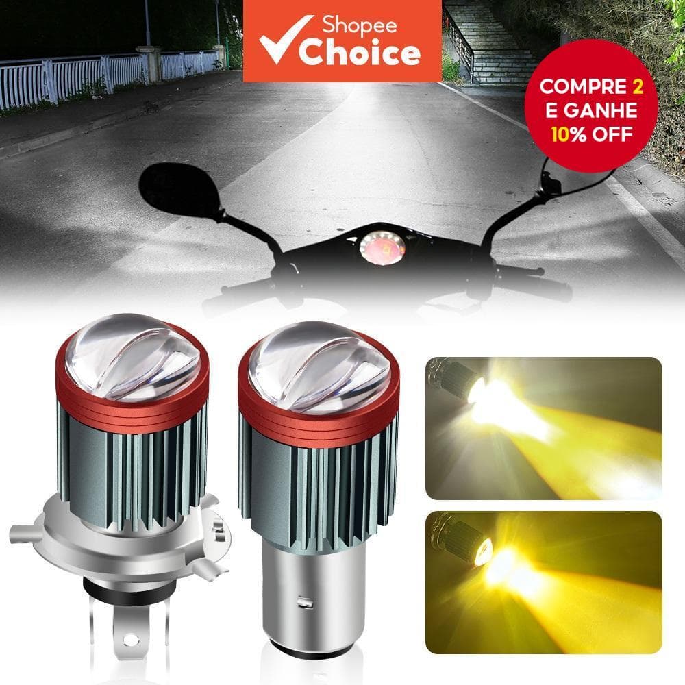 Lâmpada LED Para Farol De Motocicleta , H4 BA20D 20W 12V-80V , Feixe Alto E Baixo , 6000K , Substituição De Luz De Nebli