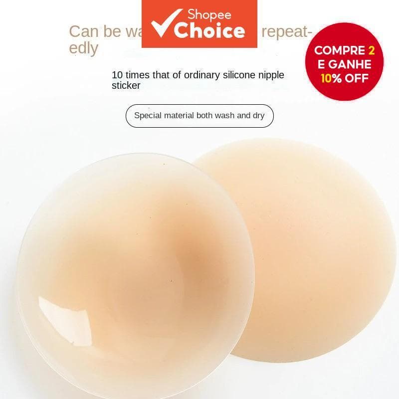 Novos Adesivos de Mamilo de Silicone Reutilizáveis e Invisíveis - Autoadesivos (1 Par, Tamanho de 8cm ou 10cm à escolha,