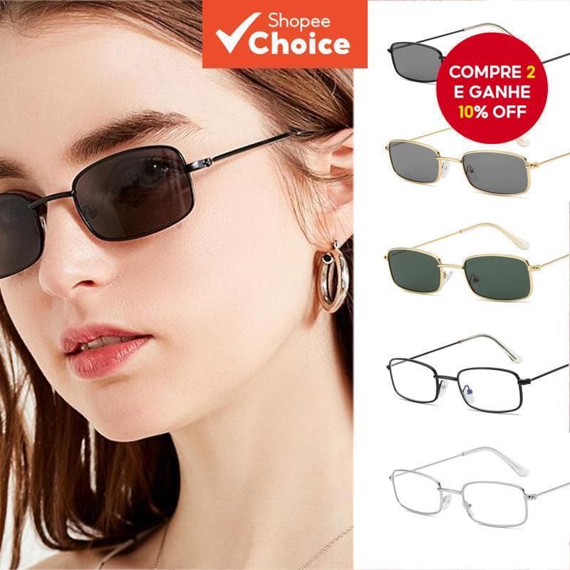 Óculos Retangulares Retrô Unissex , Lente Transparente De Metal , Armação Pequena , Proteção Contra Radiação