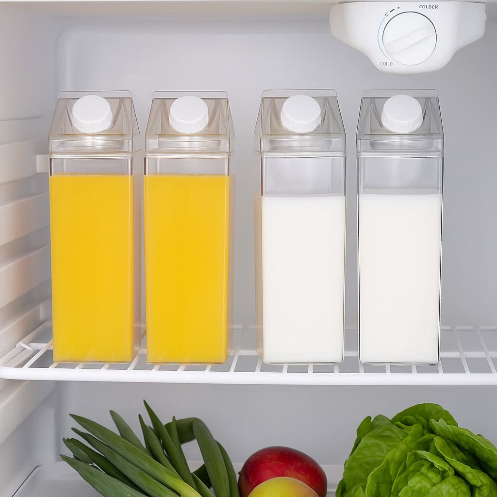 Garrafas 1000ml/500ml De Acrílico Transparente Caixa De Leite Geladeira Leite Suco Bebidas Água Chá