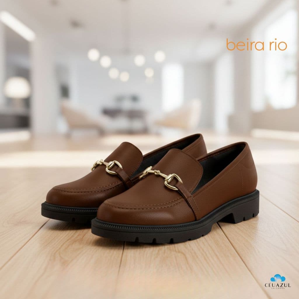 Sapato Mocassim Beira Rio Feminino Tratorado Metalizado Conforto Original