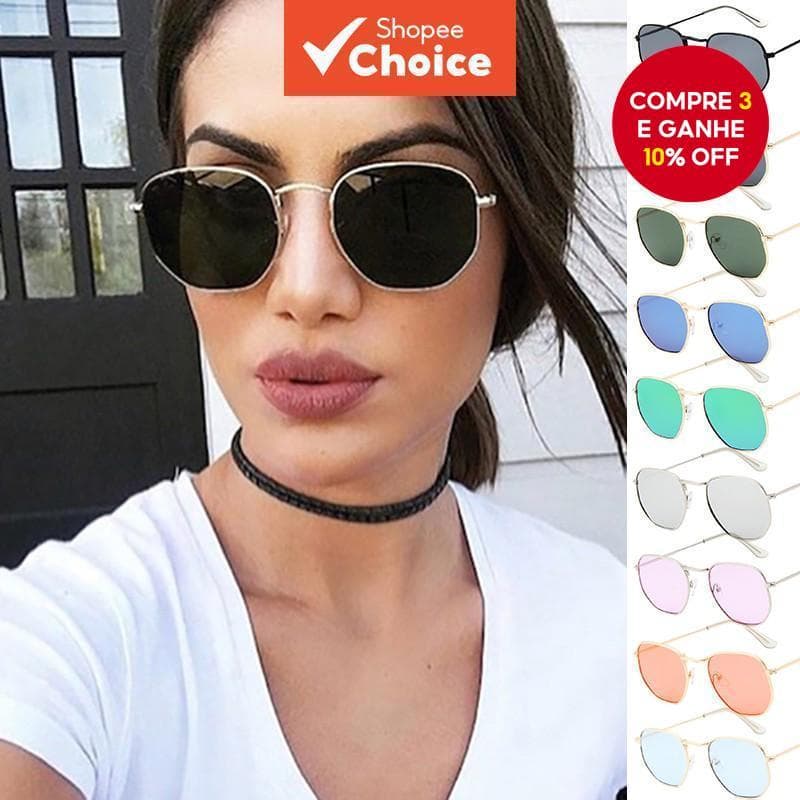 Óculos De Sol Quadrados Geométricos – Lentes Pretas Escuras Com Armação De Metal Hexagonal