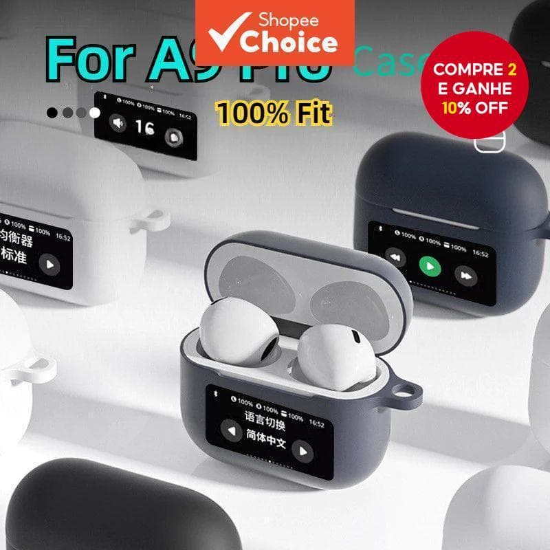 Capa De Silicone TPU A9 Pro Para Fones De Ouvido Bluetooth Macia À Prova De Choque Com Proteção De Tela De Toque Preto A