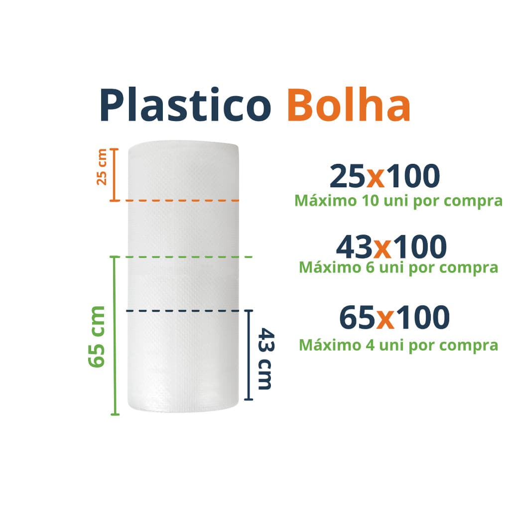 Plástico Bolha 100 METROS E-Commerce 25 micras - Envio 24 hrs!