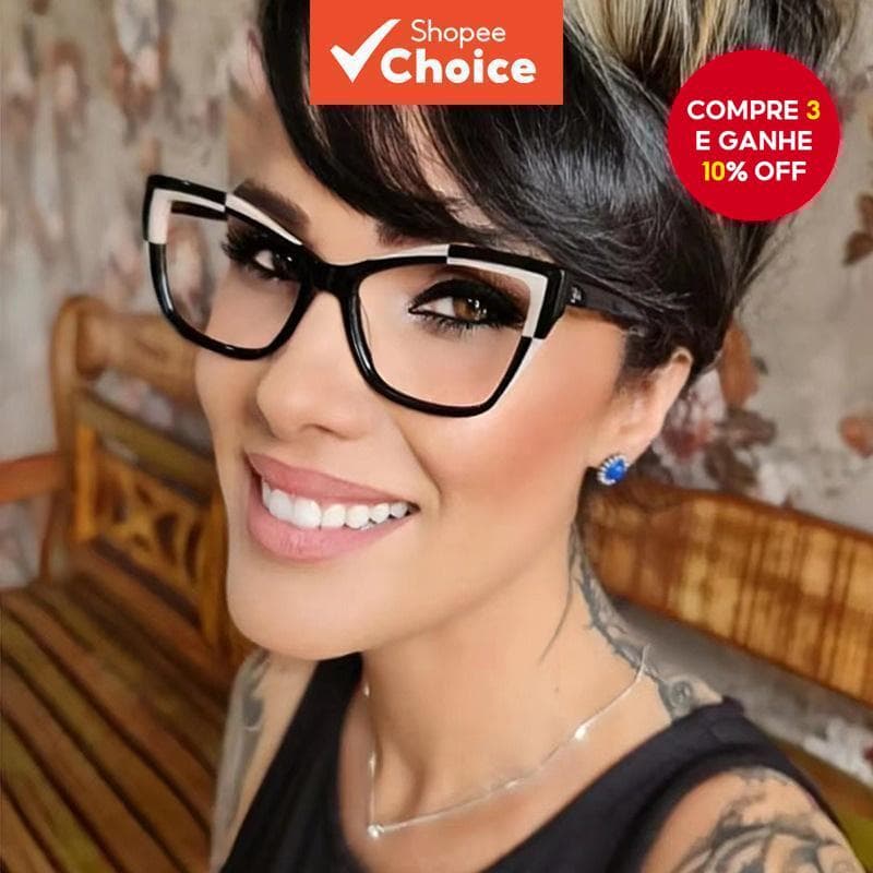 Óculos Retro Cat Eye Anti Luz Azul | Quadro Colorido Oversized Unissex Anti Radiação para Leitura