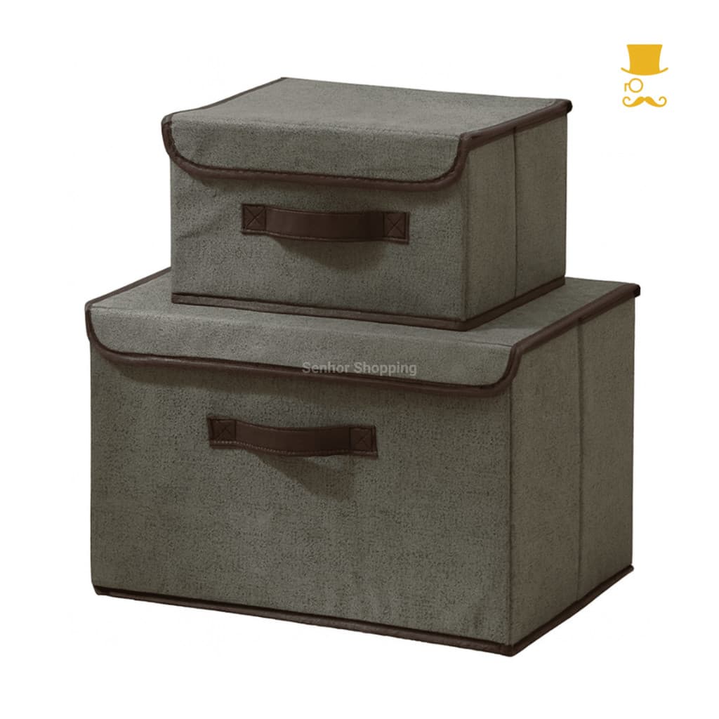 Kit 2 Caixas De Armazenamento Organizadora Dobrável Para Roupas Brinquedos Objetos Tecido TNT