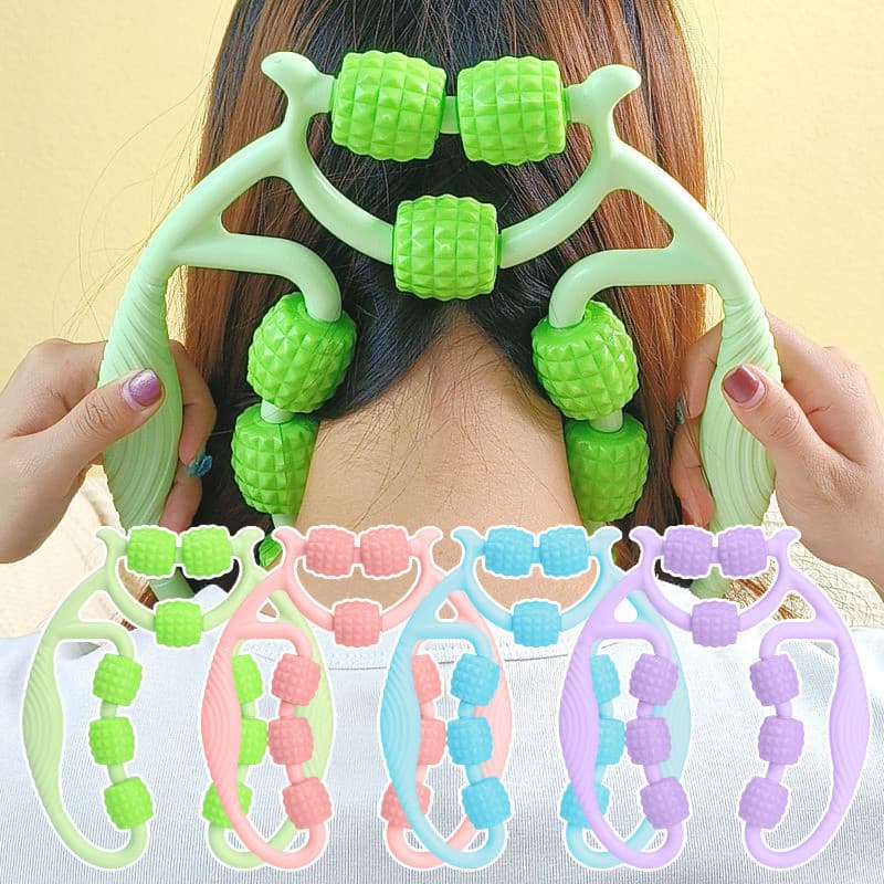 Braçadeira De Rolo Massageador Corporal Portátil De 9 Rodas-Para Coxa , Braço , Panturrilha , Pescoço-Modelagem De Perna
