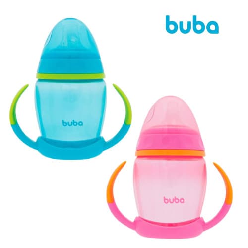 Copo Treinamento Infantil BUBA C/alça +6M Bico de silicone - 250ML menino/menina