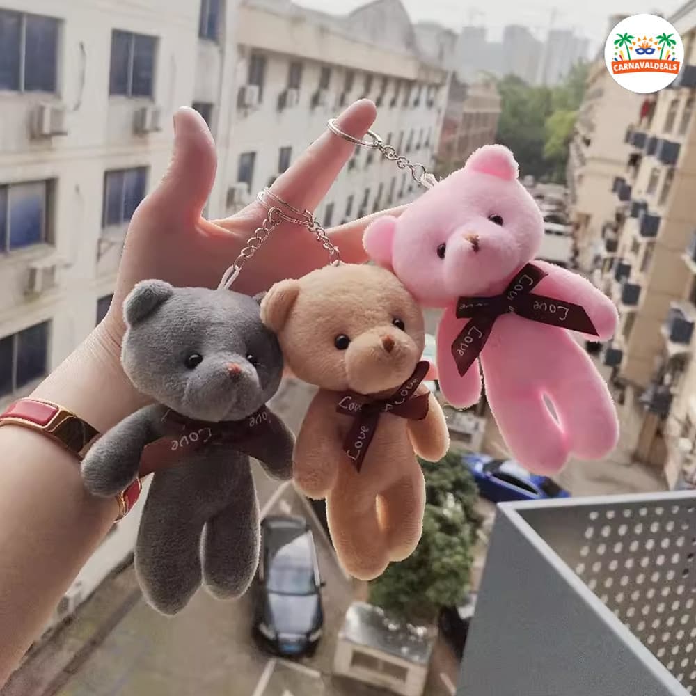 Kit 12 Urso Xadrez Animado Chaveiro Brinquedo Presente