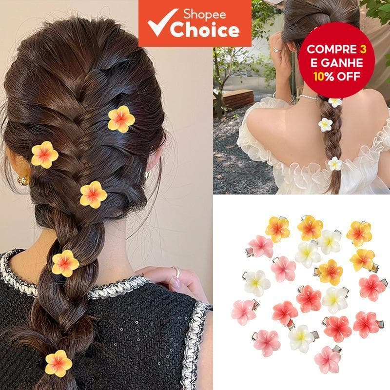 Conjunto De Mini Grampos De Cabelo Com Flores , 5 Peças , Clipes De Rabo De Cavalo Laterais Doces Para Mulheres E Menina