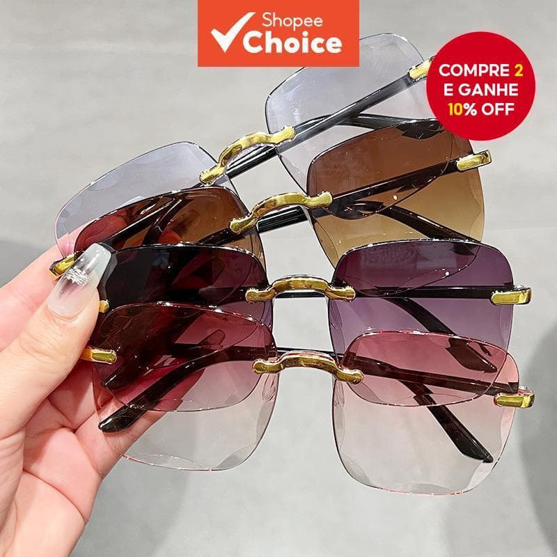 Óculos De Sol Quadrados Sem Moldura Para Mulheres Moda Negrito Minimalista Proteção UV400